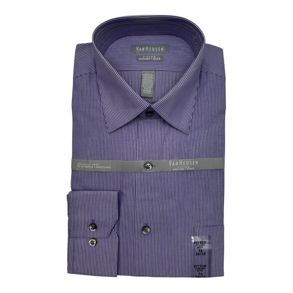 Van Heusen Men's Dark Blue Striped Dress Shirt